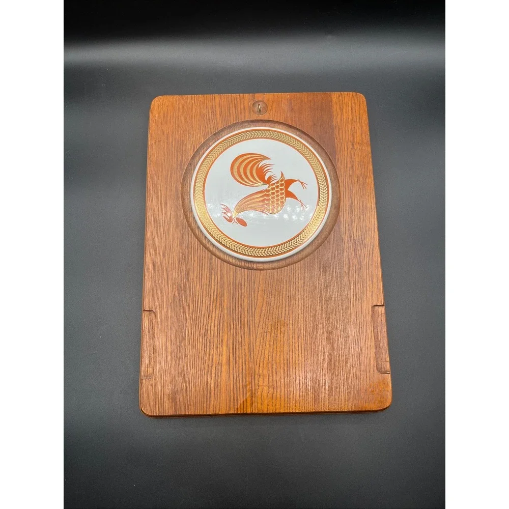 Vtg 1960s MCM Japan Charcuterie Cheese‎ Board Rooster Motif-13
